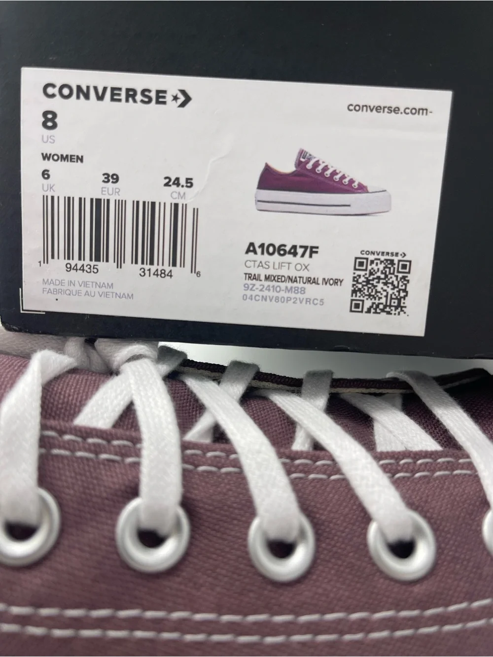 Converse A10647F CTAS LIFT OX TRAIL MIXED/NATURAL IVORY Platform Sneakers Plum